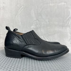 Frye Billy Shootie Boots Womens 8 B Black Leather Slip On Shoes Western Bootie